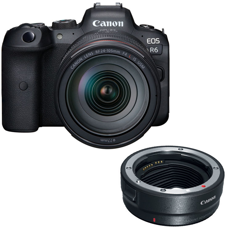 Canon EOS R6 Mirrorless Camera with RF 24-105mm f/4-7.1 IS STM Lens with EF-EOS R mount adapter
