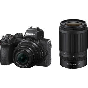 Nikon Z50 Mirrorless Digital Camera with 16-50mm and 50-250mm Lenses - 2 Year Warranty - Next Day Delivery