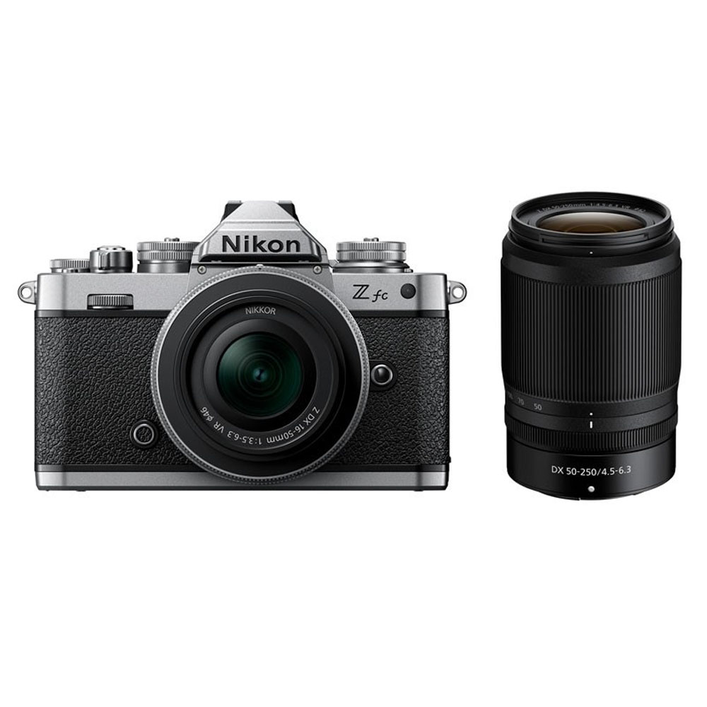 Nikon Z fc Mirrorless Camera with Z DX 16-50mm (Silver) and Z DX 50-250mm Lenses