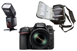 Nikon D7500 DSLR Camera with AF-S DX 18-105mm f/3.5-5.6G ED VR Lens with Bag and Flash