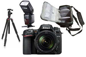 Nikon D7500 DSLR Camera with AF-S DX 18-140mm f/3.5-5.6G ED VR Lens with Bag, Flash and Tripod
