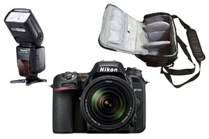 Nikon D7500 DSLR Camera with AF-S DX 18-140mm f/3.5-5.6G ED VR Lens with Bag and Flash