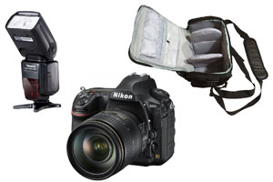 Nikon D850 DSLR Camera with AF-S 24-120mm f/4G ED VR Lens with Bag and Flash
